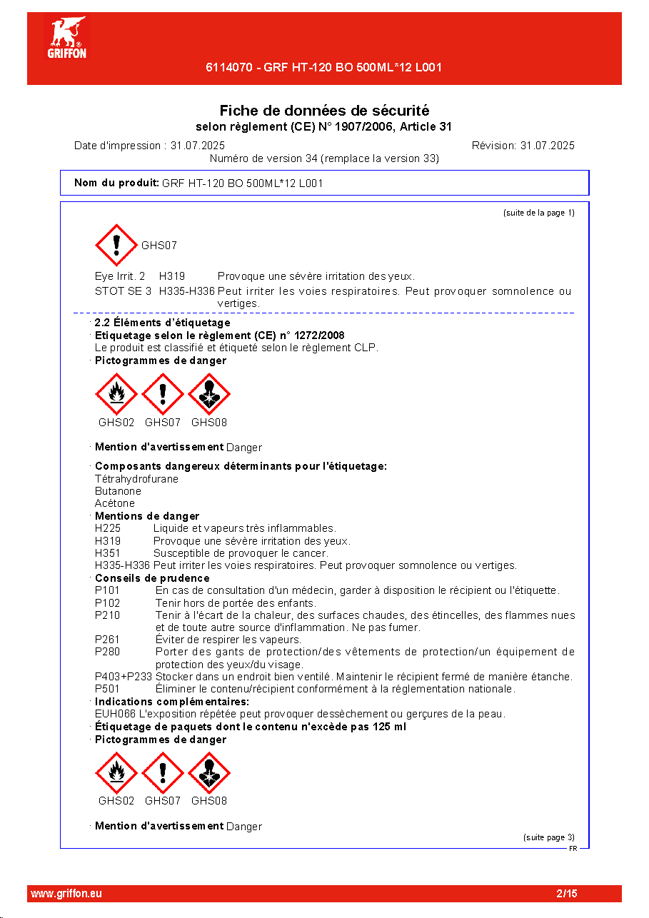 Fiche technique fournisseur