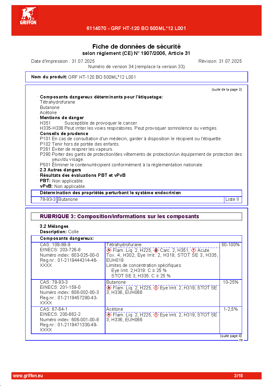 Fiche technique fournisseur