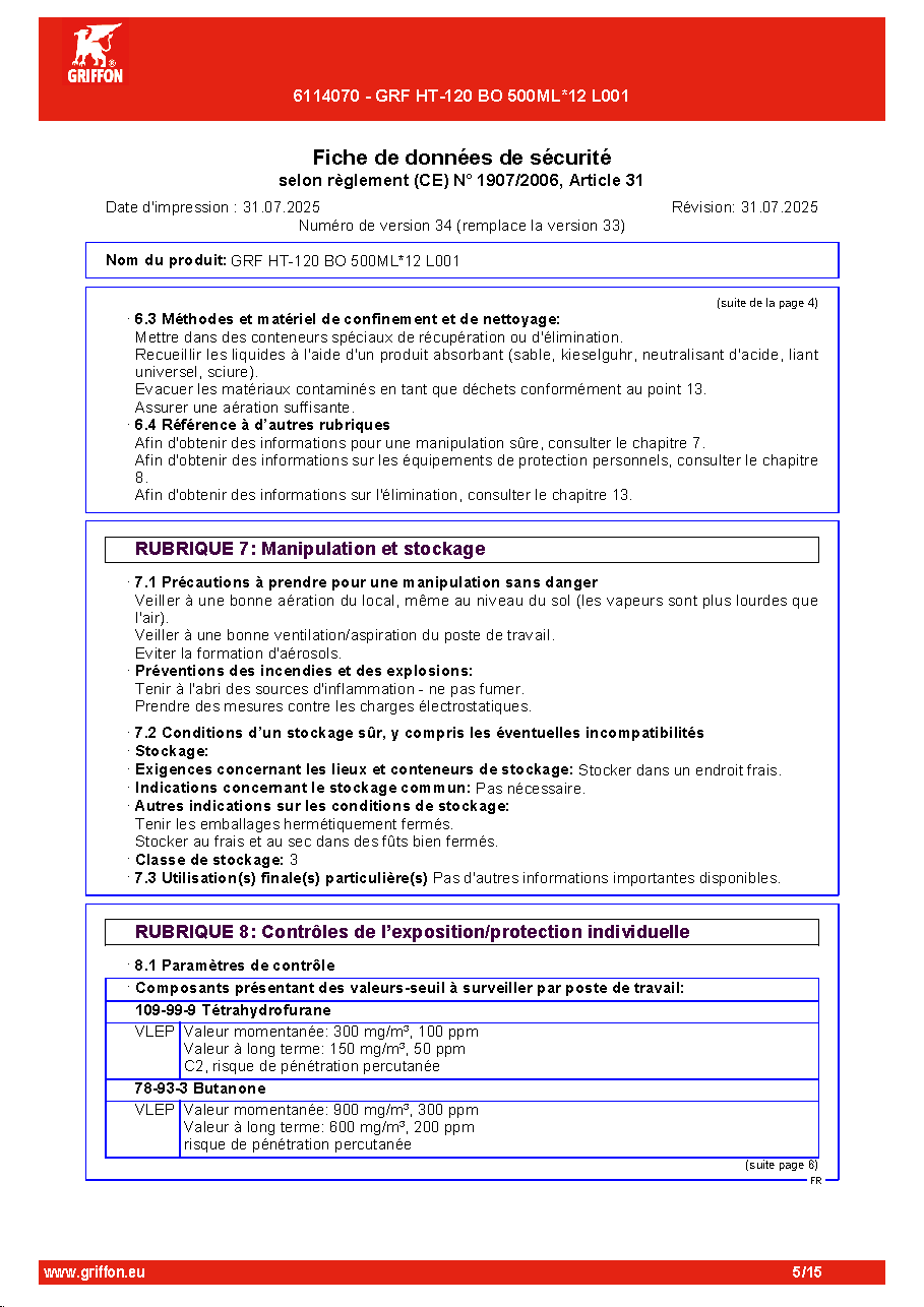 Fiche technique fournisseur