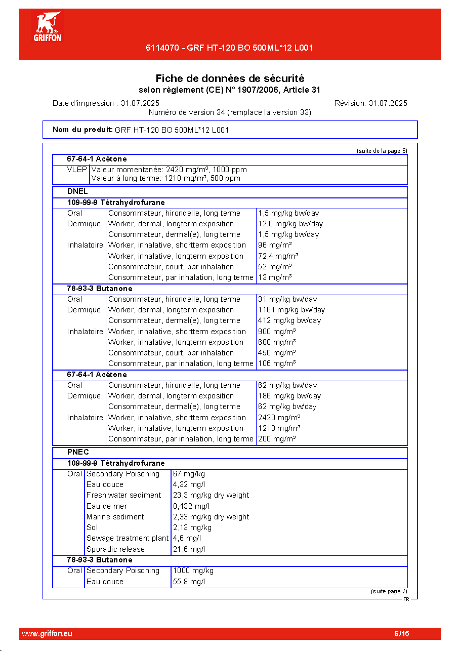 Fiche technique fournisseur