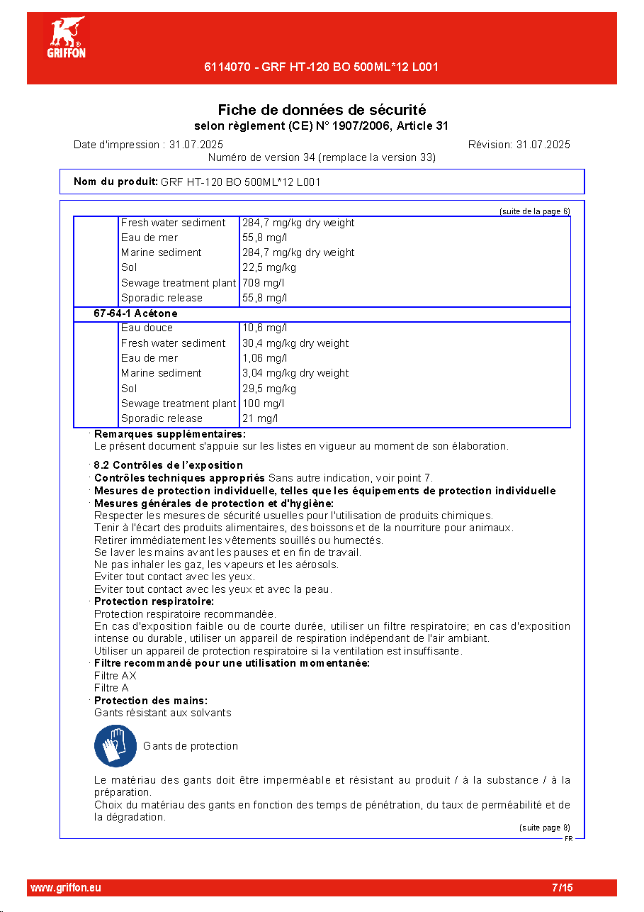 Fiche technique fournisseur