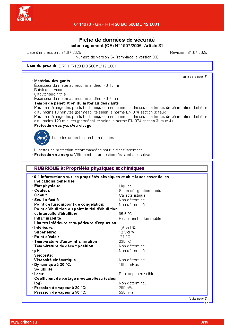 Fiche technique fournisseur
