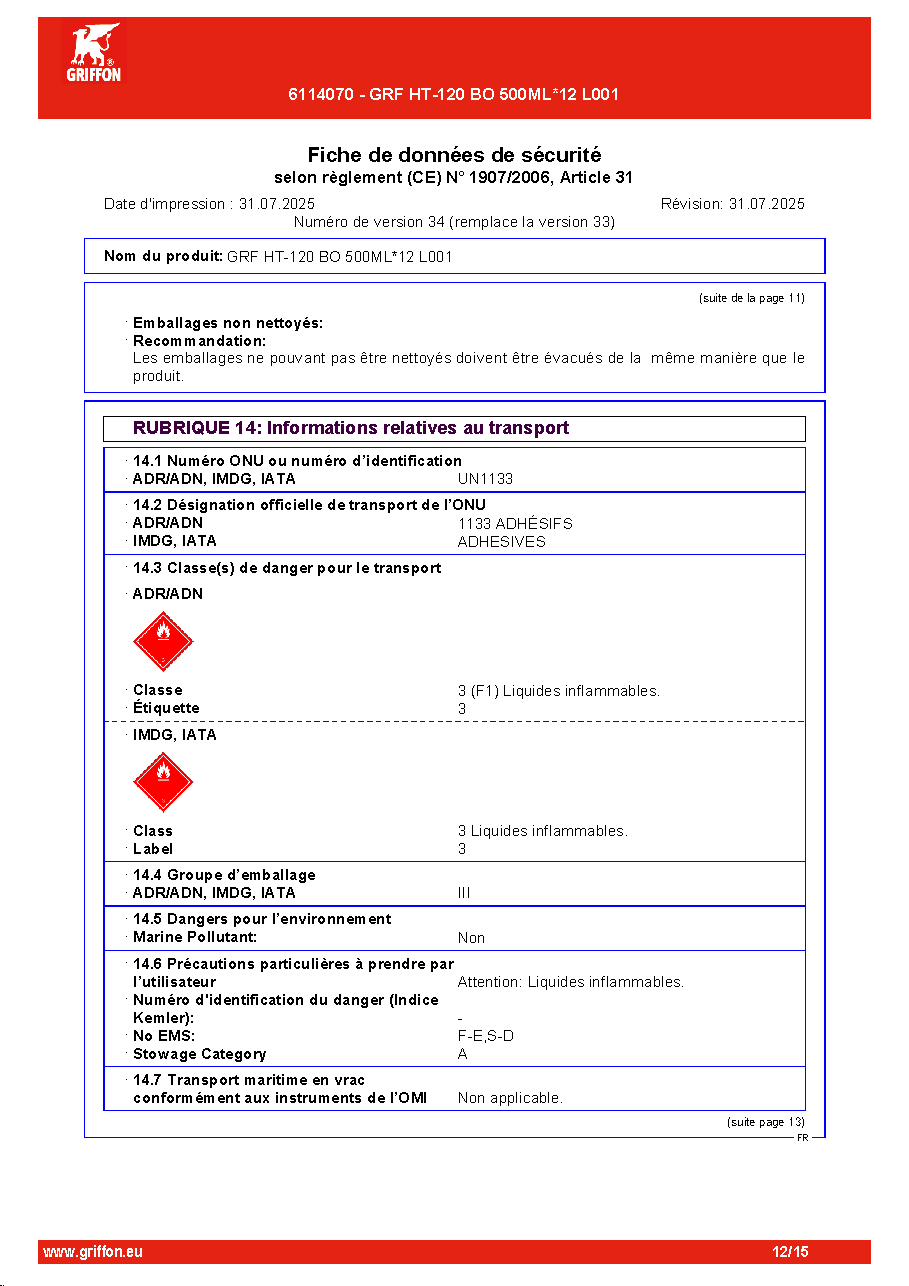Fiche technique fournisseur