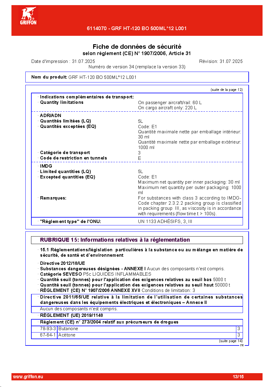 Fiche technique fournisseur