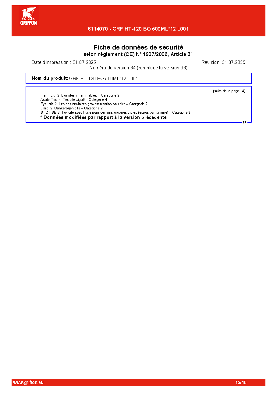 Fiche technique fournisseur