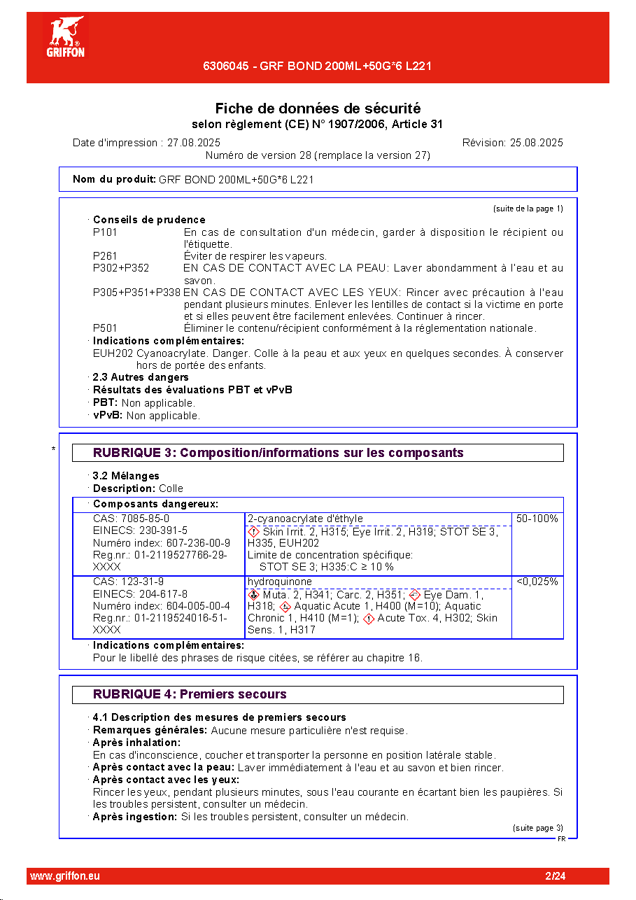 Fiche technique fournisseur