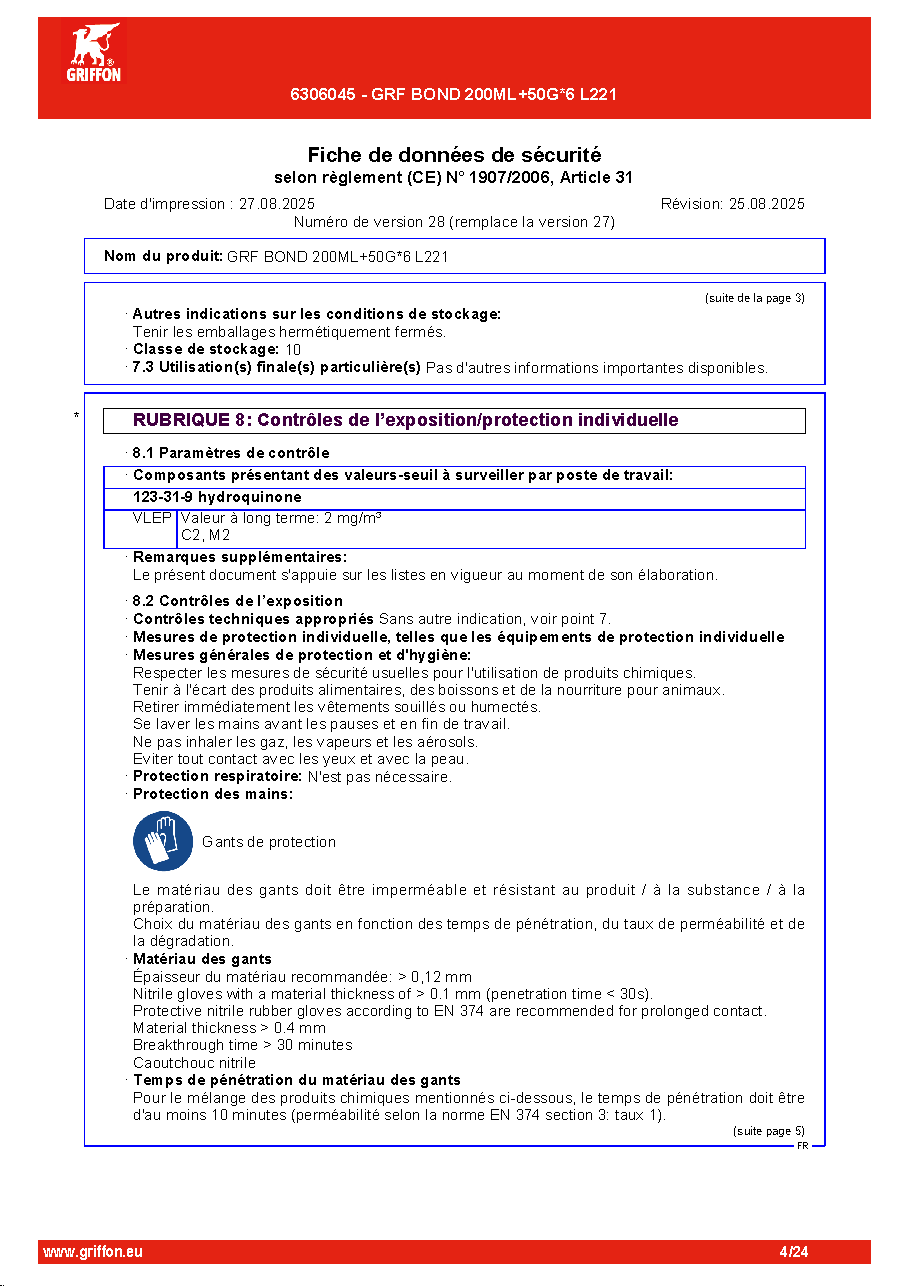 Fiche technique fournisseur