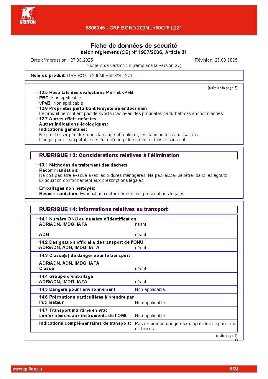 Fiche technique fournisseur