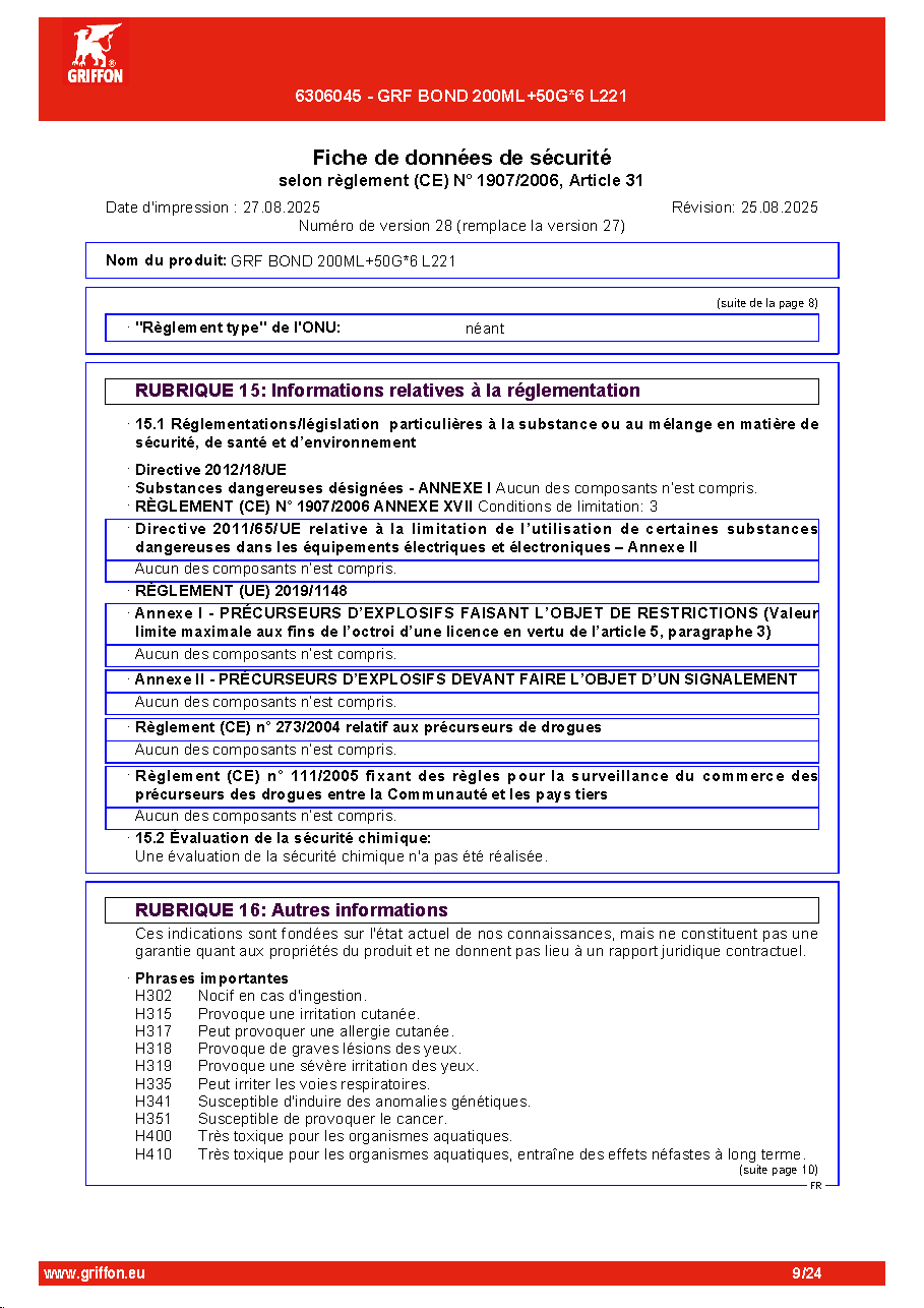 Fiche technique fournisseur