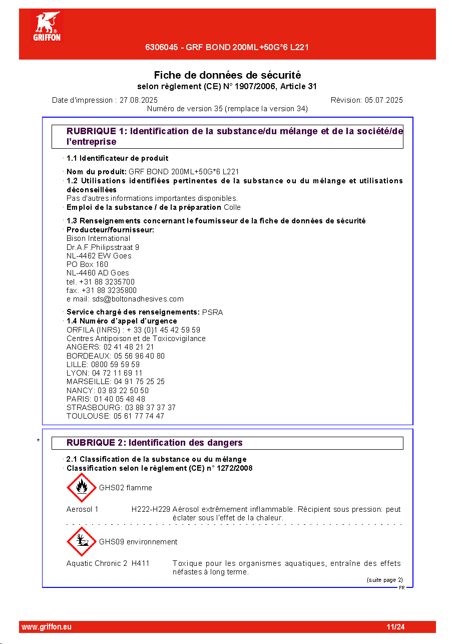 Fiche technique fournisseur