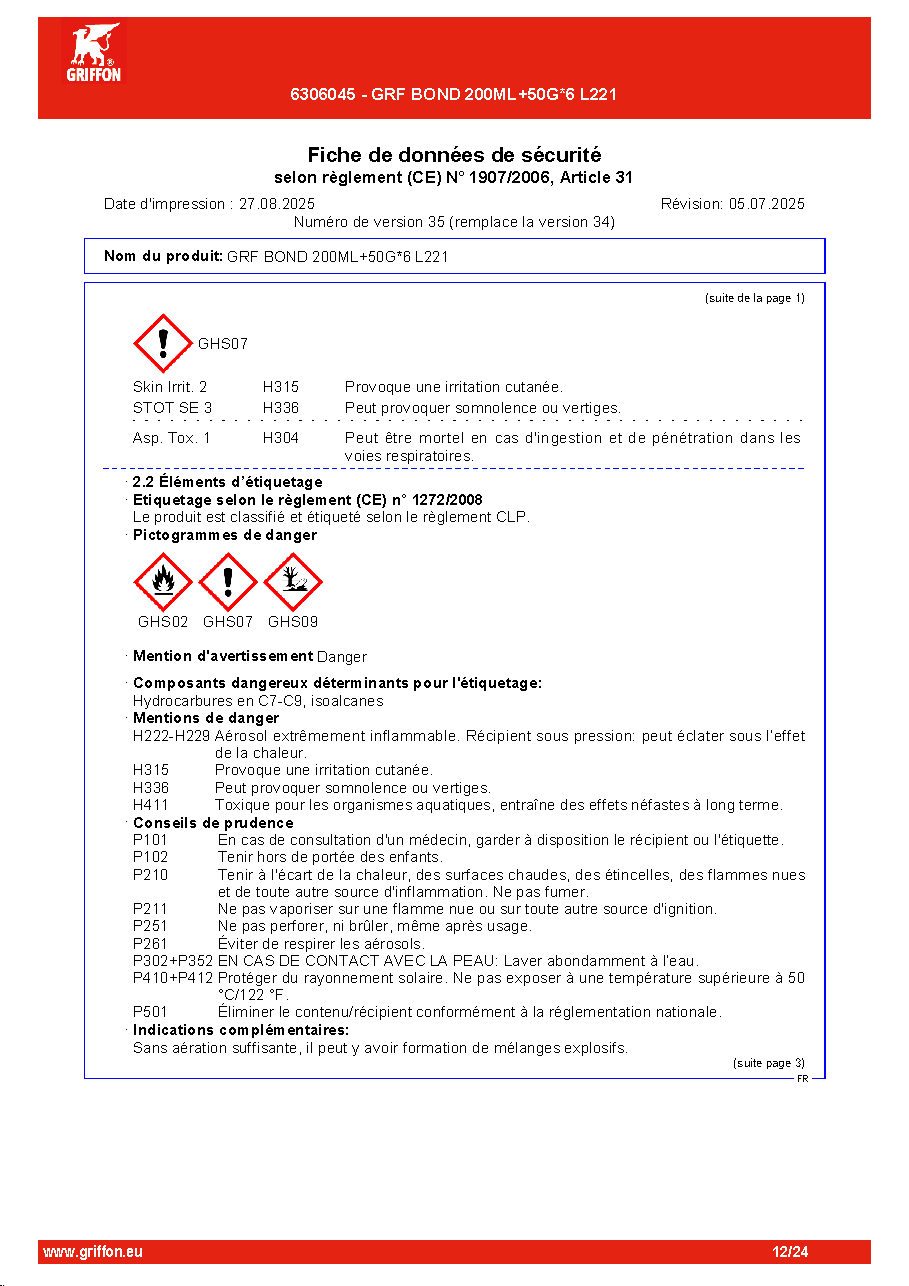 Fiche technique fournisseur