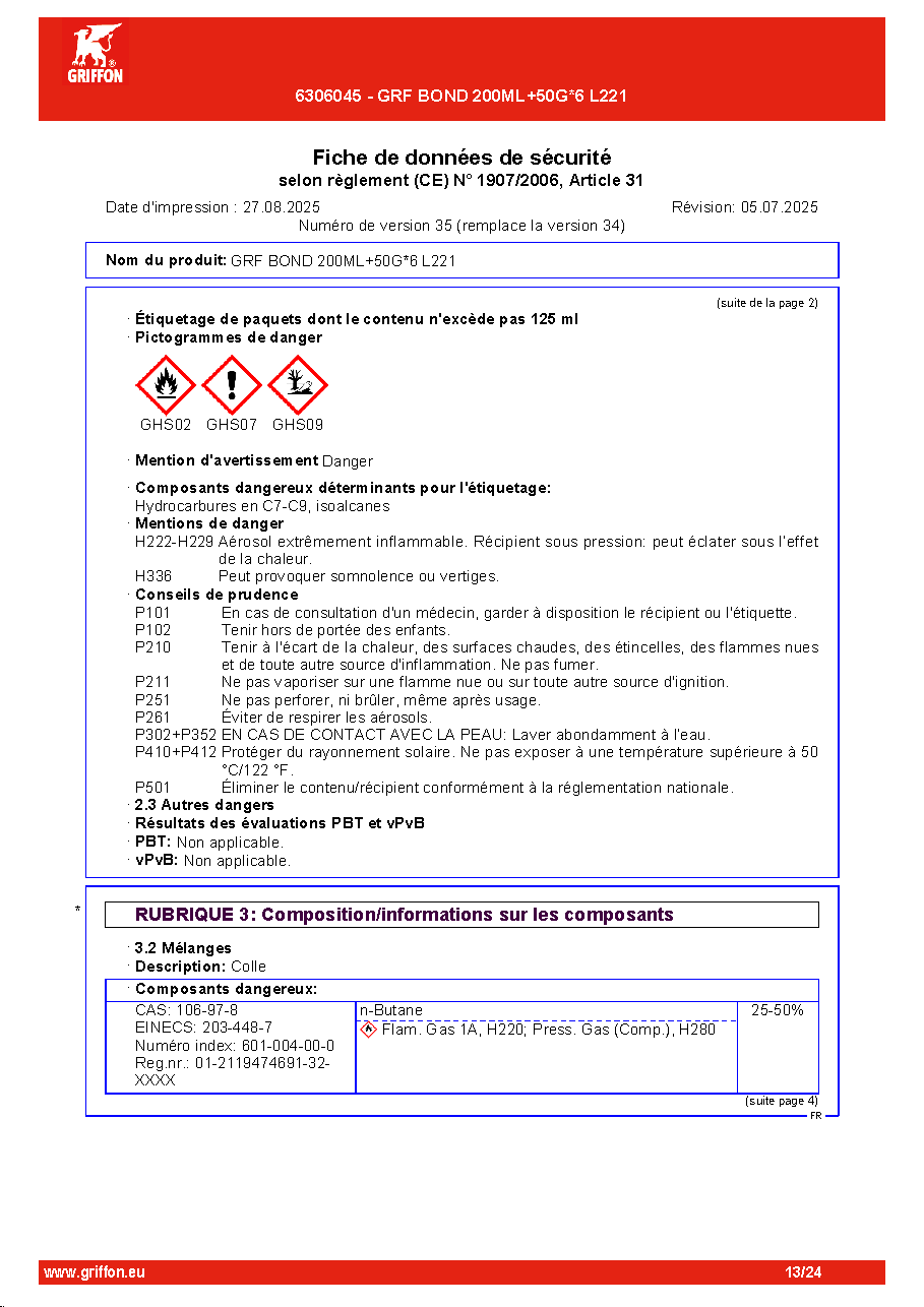 Fiche technique fournisseur