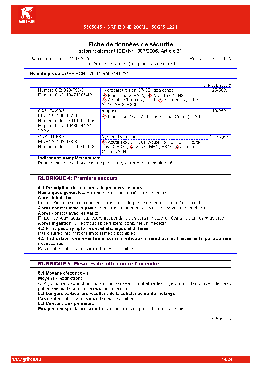 Fiche technique fournisseur