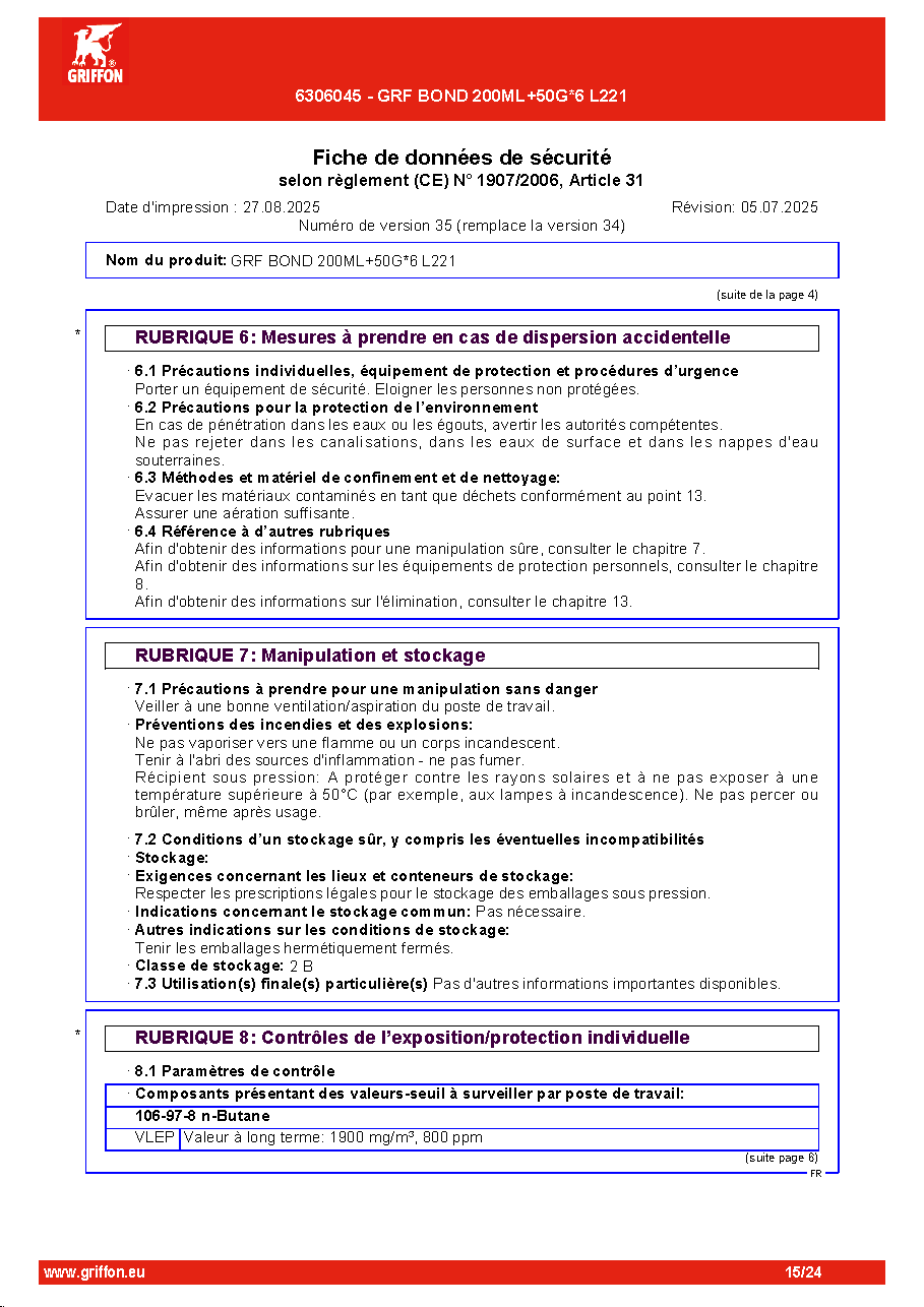 Fiche technique fournisseur