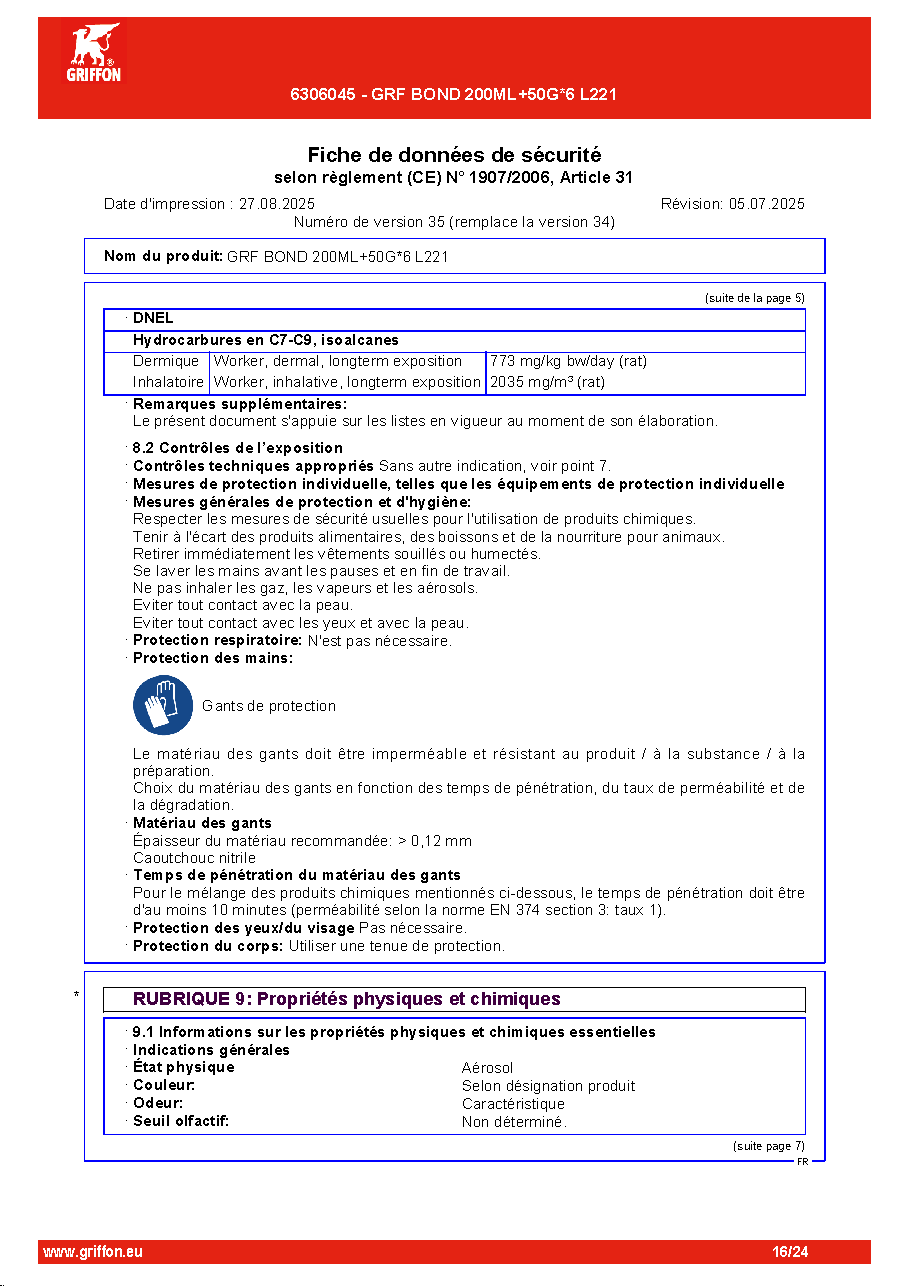 Fiche technique fournisseur