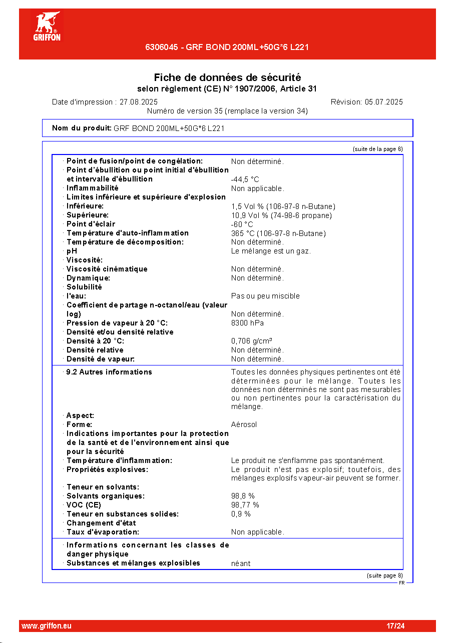 Fiche technique fournisseur