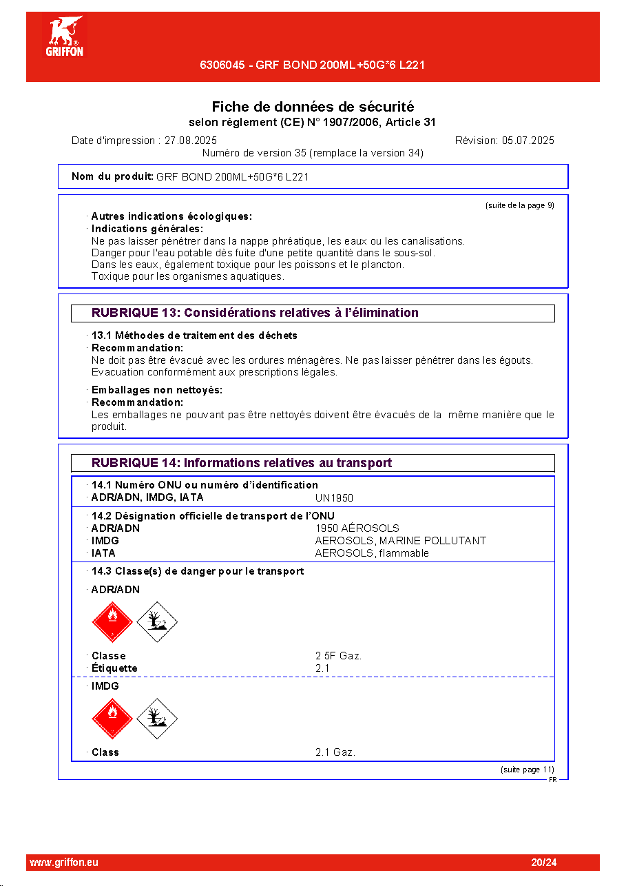 Fiche technique fournisseur