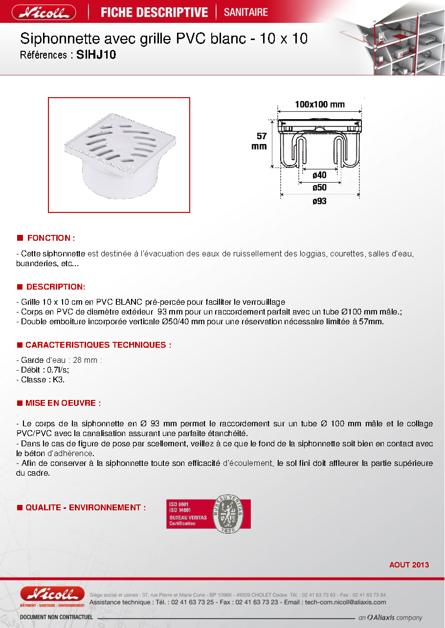 Fiche technique fournisseur