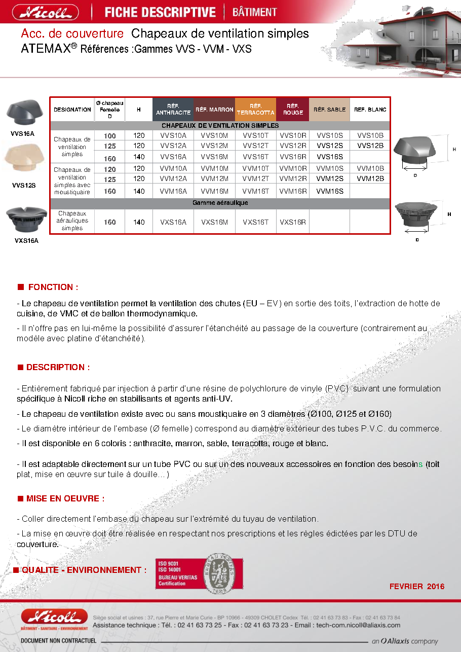 Fiche technique fournisseur