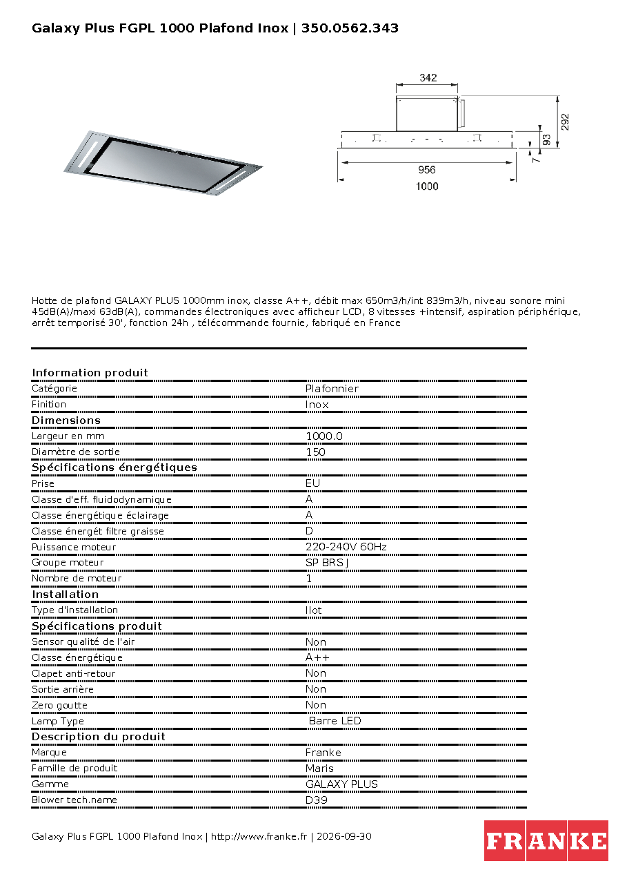 Fiche technique fournisseur