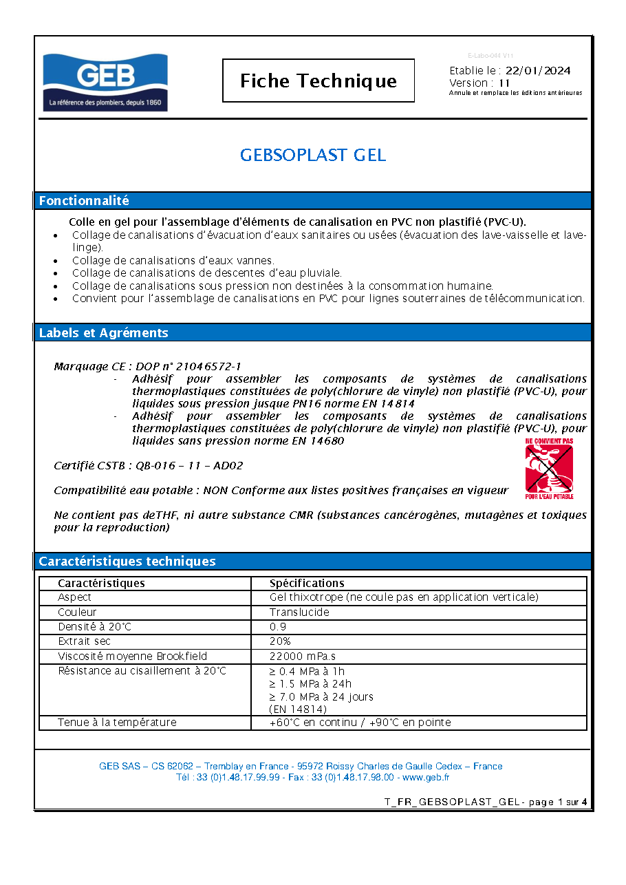 Fiche technique fournisseur