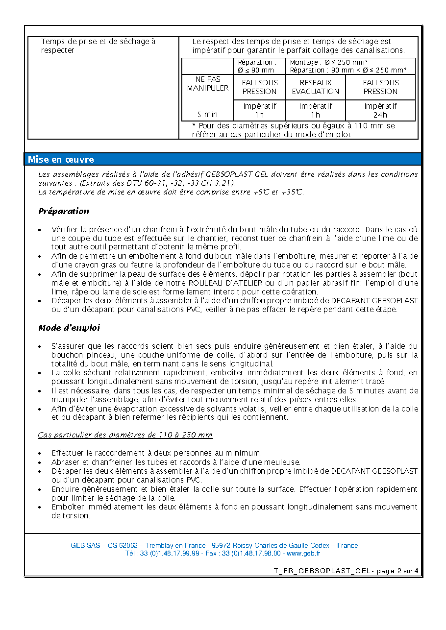 Fiche technique fournisseur