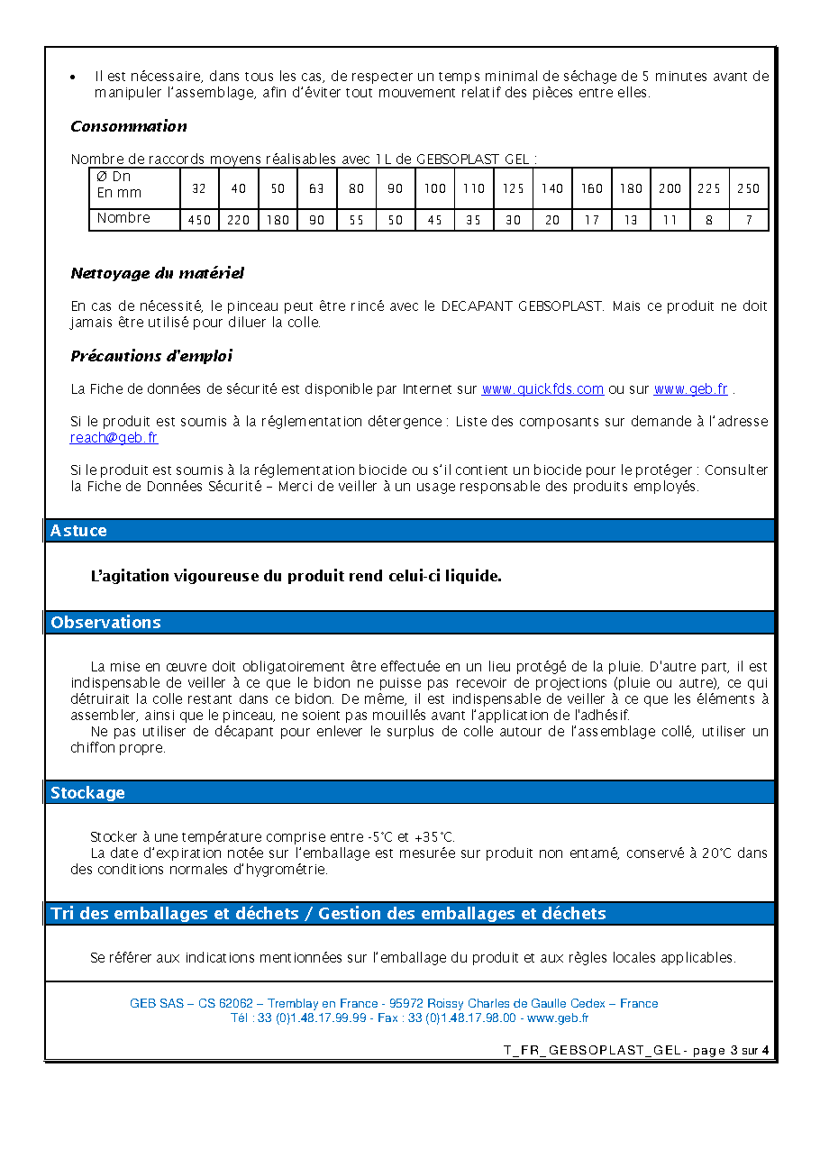 Fiche technique fournisseur