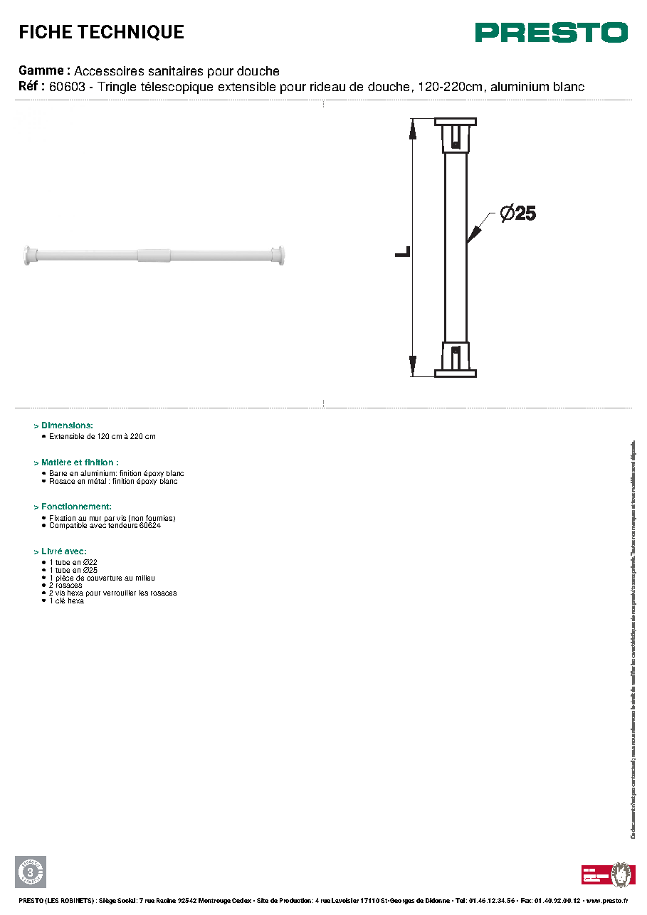 Fiche technique fournisseur