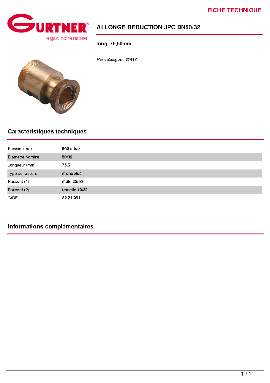 Fiche technique fournisseur