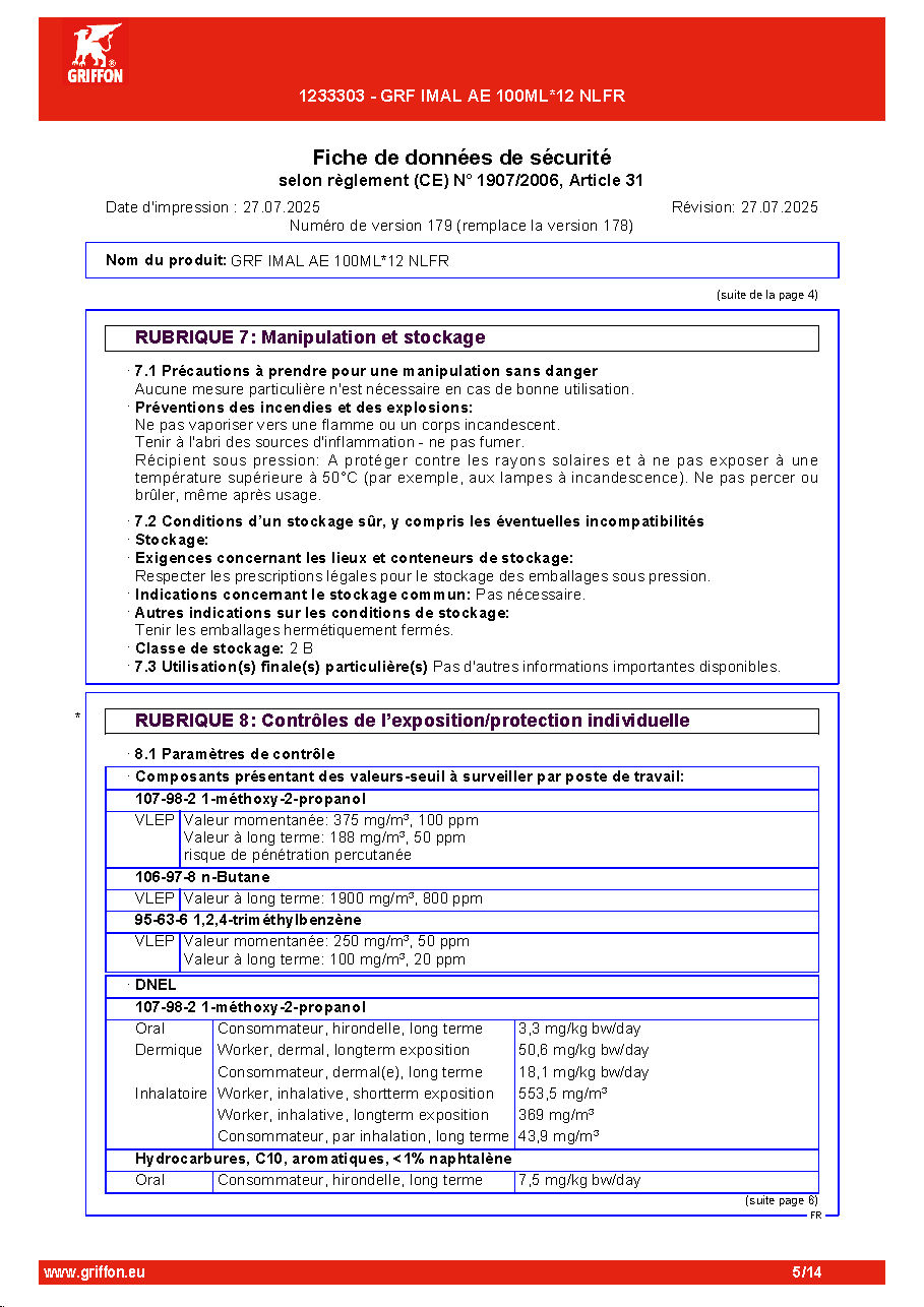 Fiche technique fournisseur