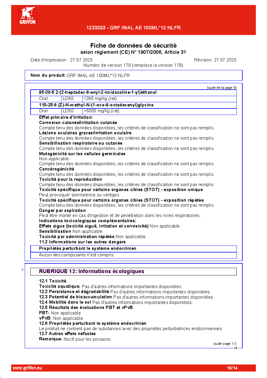 Fiche technique fournisseur