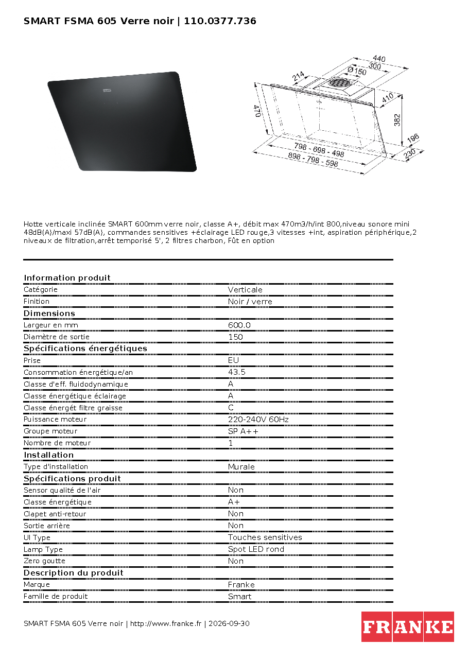 Fiche technique fournisseur