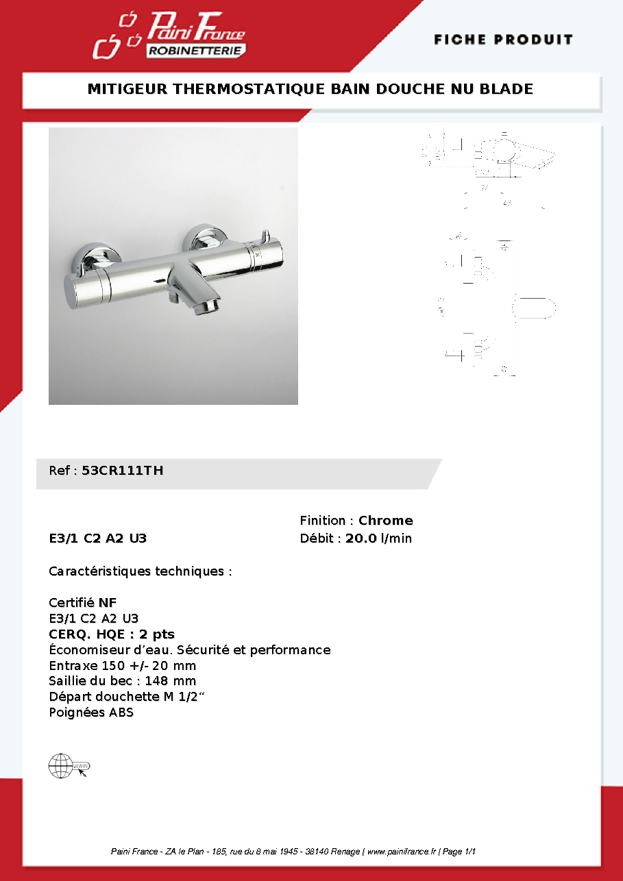 Fiche technique fournisseur