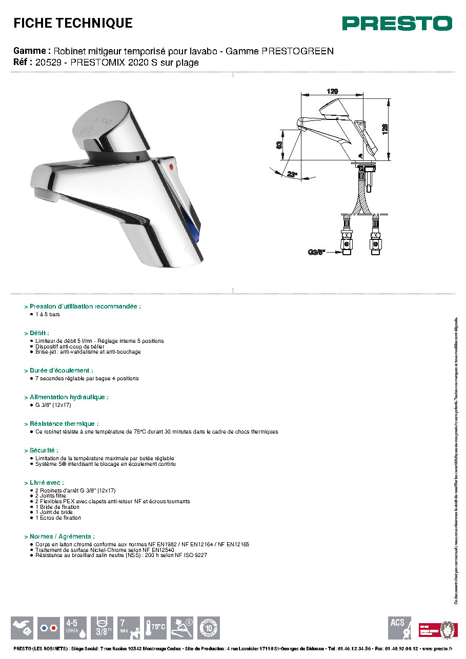 Fiche technique fournisseur