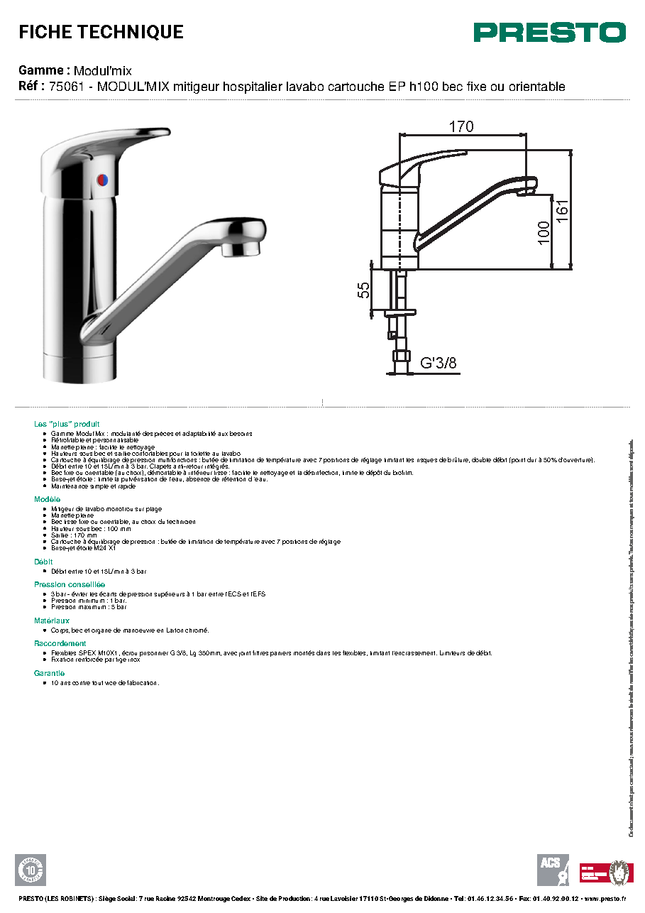 Fiche technique fournisseur