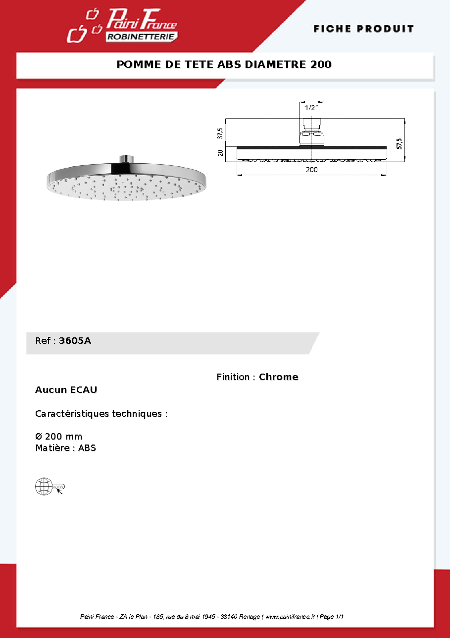 Fiche technique fournisseur