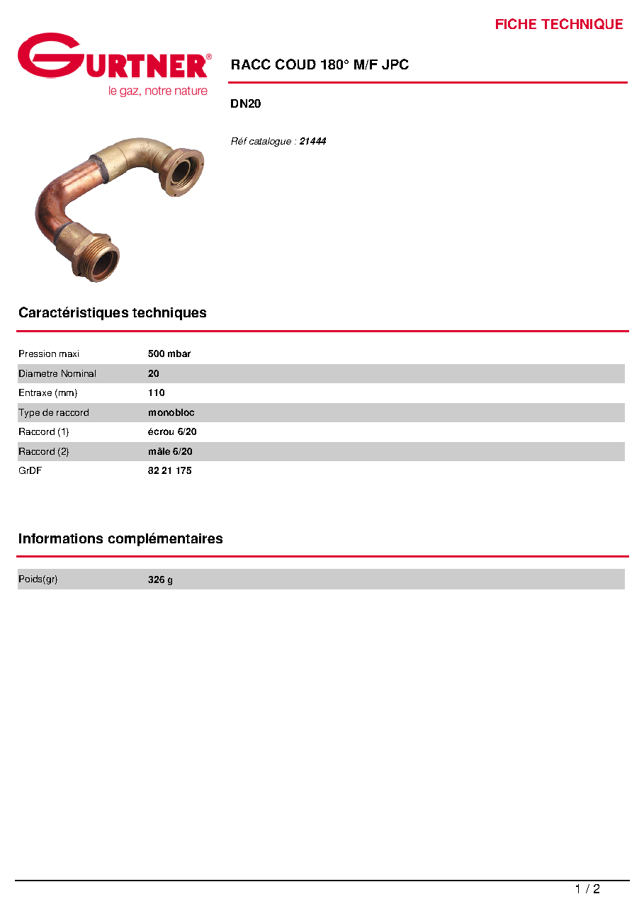 Fiche technique fournisseur
