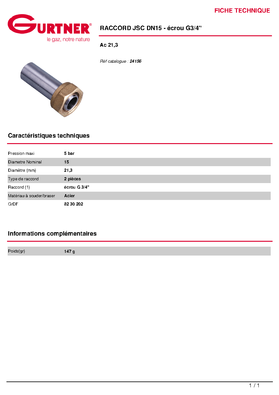 Fiche technique fournisseur
