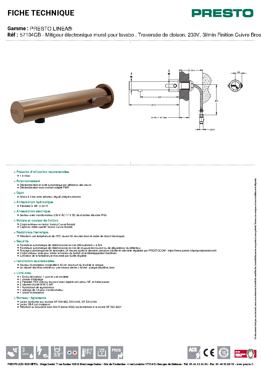 Fiche technique fournisseur
