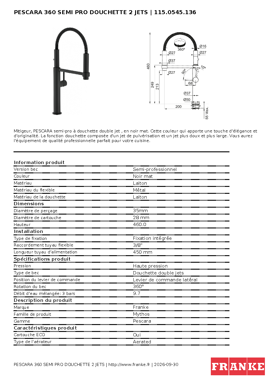 Fiche technique fournisseur