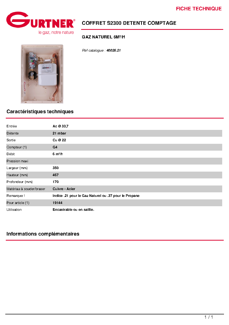 Fiche technique fournisseur
