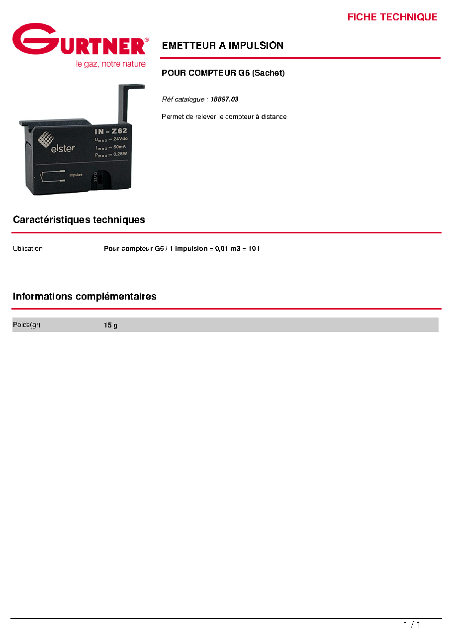Fiche technique fournisseur