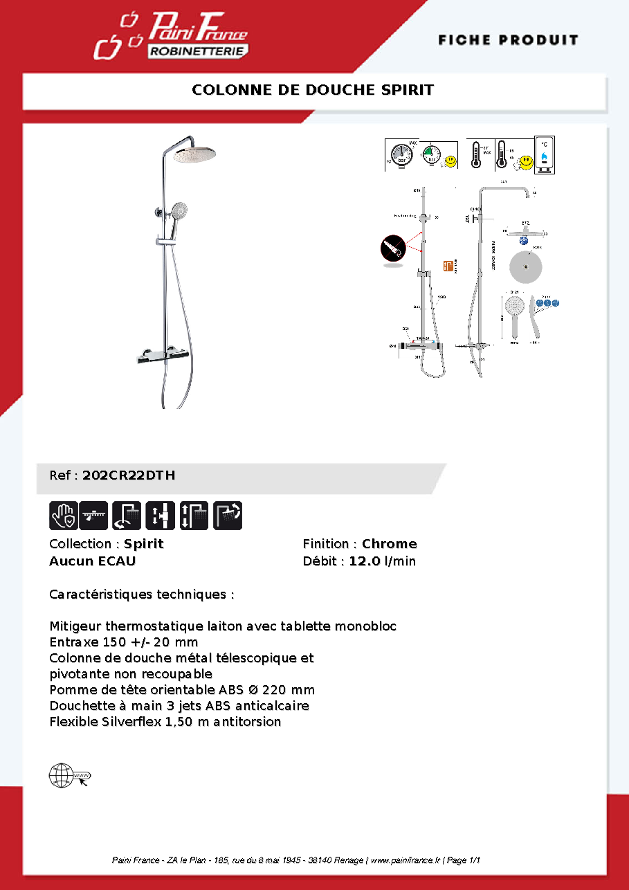 Fiche technique fournisseur