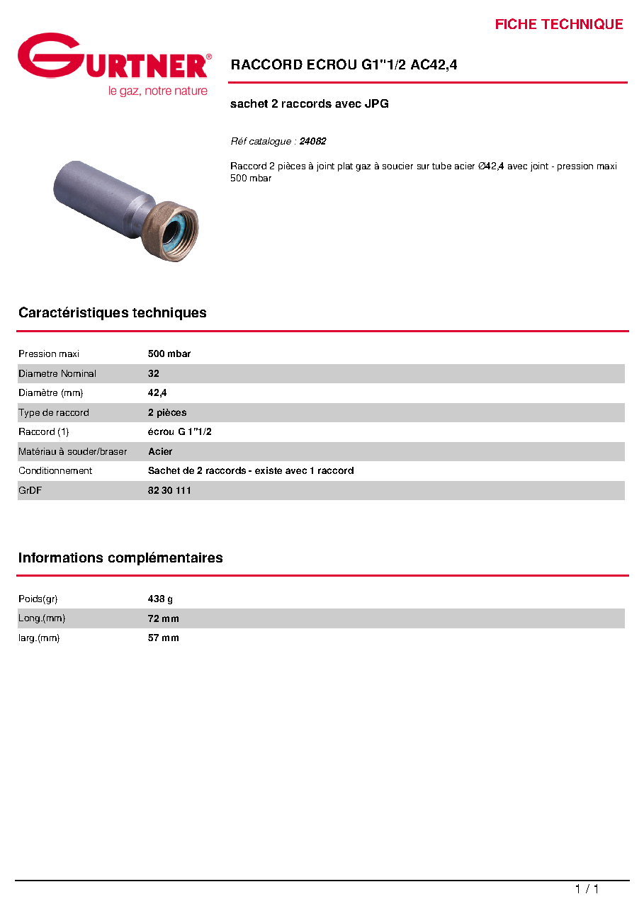 Fiche technique fournisseur