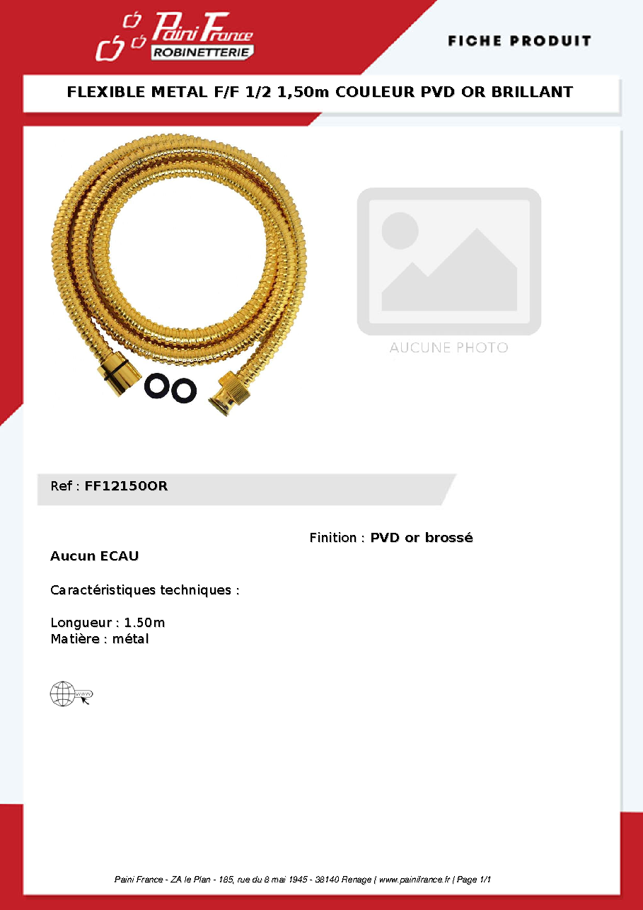 Fiche technique fournisseur