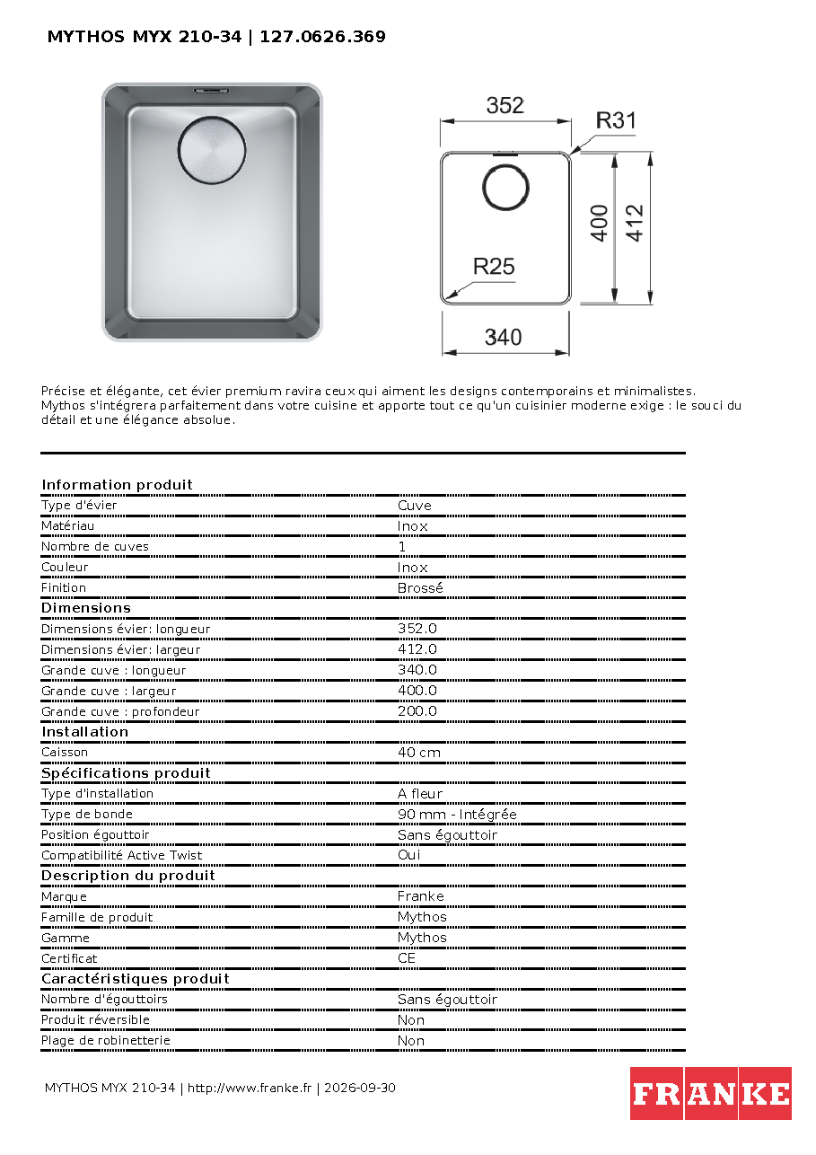Fiche technique fournisseur