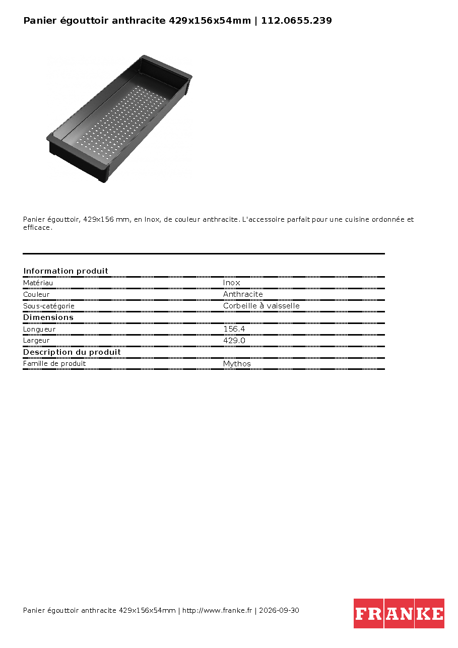 Fiche technique fournisseur