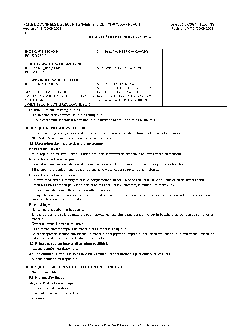 Fiche technique fournisseur