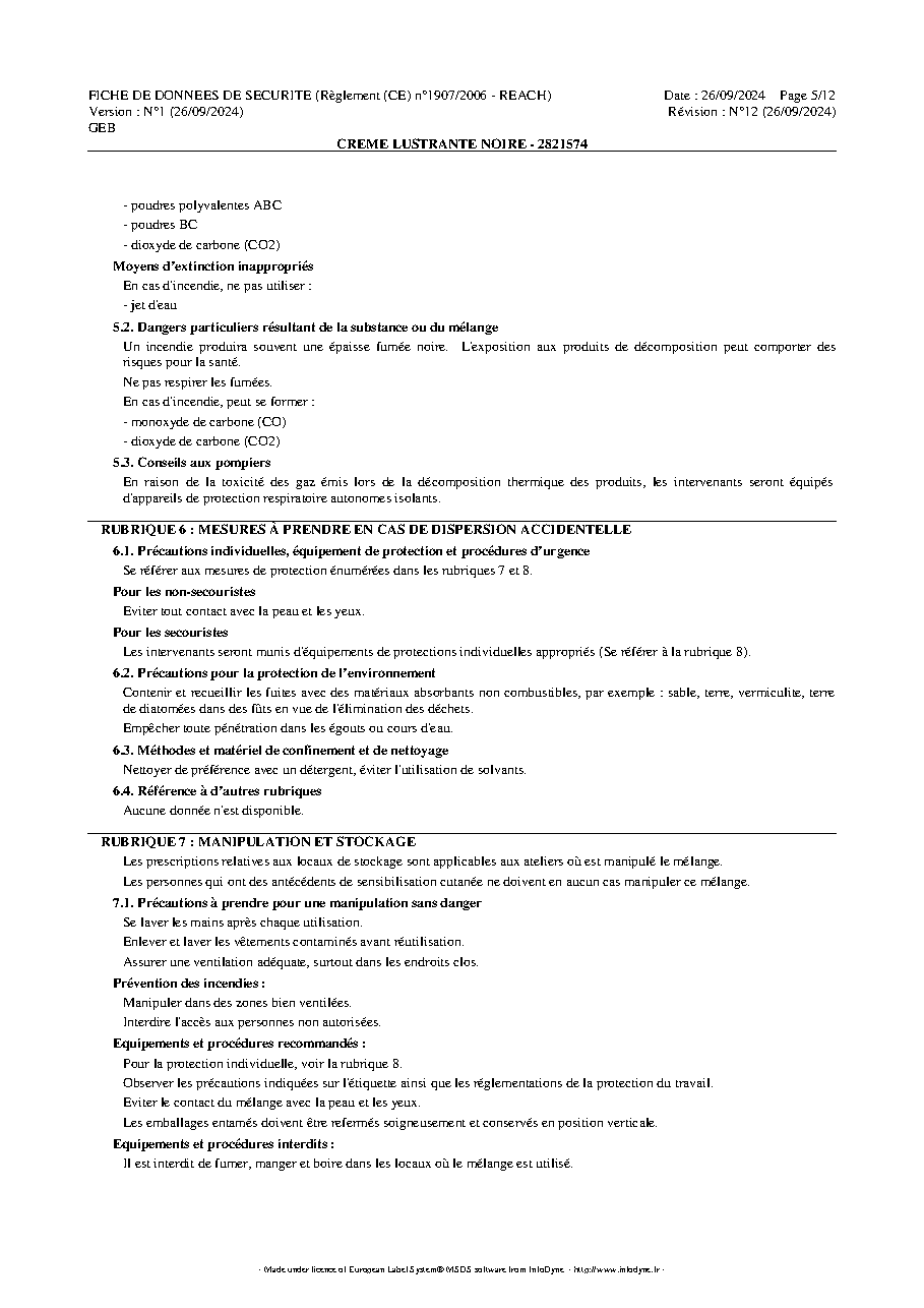Fiche technique fournisseur