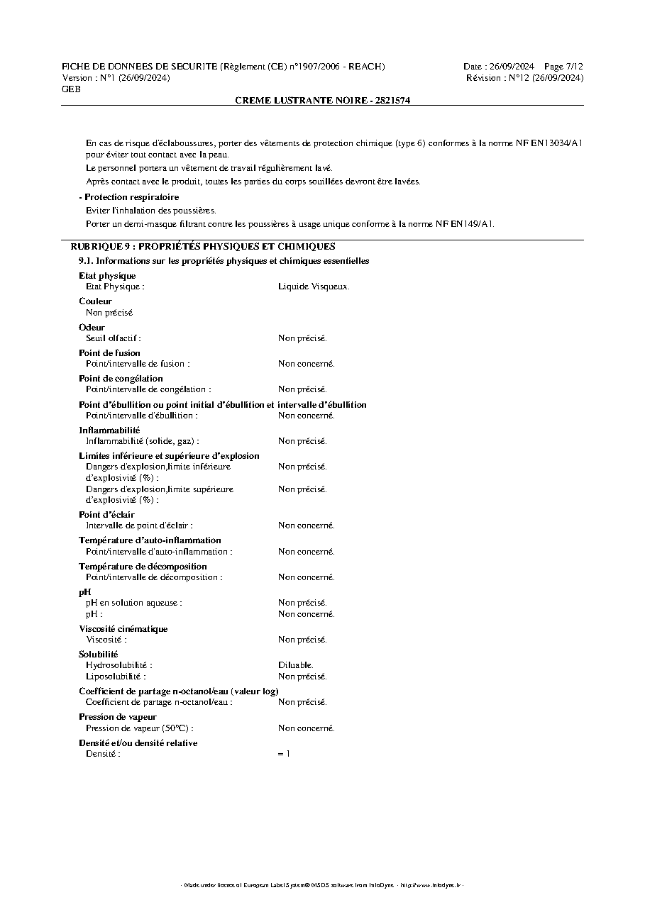 Fiche technique fournisseur